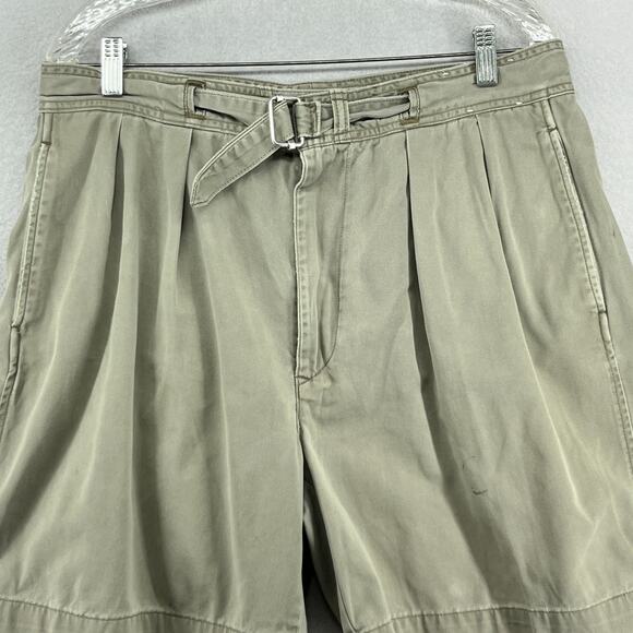 POLO RALPH LAUREN Shorts Mens 35 Military 8" Double Pleat Chino Belted Made USA - Picture 4 of 14